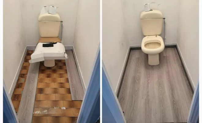 Pose de revêtement LVT rigide SDB + WC à Muret (PVC)
