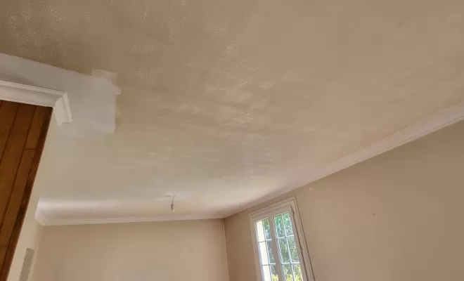 Rénovation plafond tâché par fumée de cheminée à Venerque